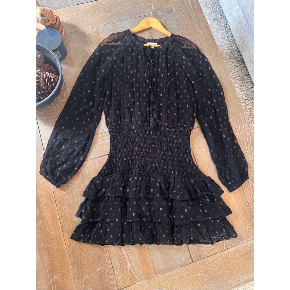 NWOT Allison‎ New York Scarlett Black Metallic Dress Size Large